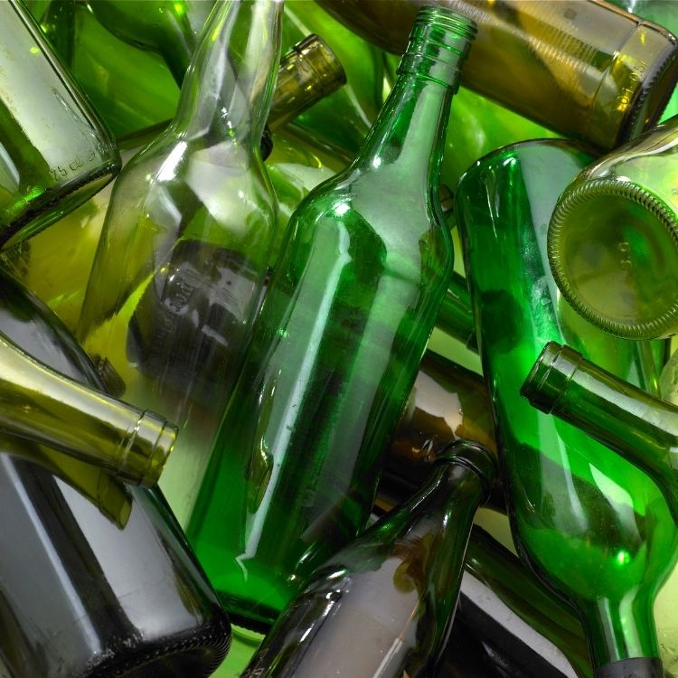 Déchets de bouteilles en verre